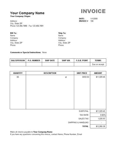 Sales Invoice Excel Templates At