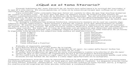 Qu© Es El Tono Literario Pdf Document