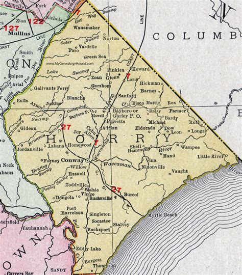 Horry County South Carolina 1911 Map Rand Mcnally