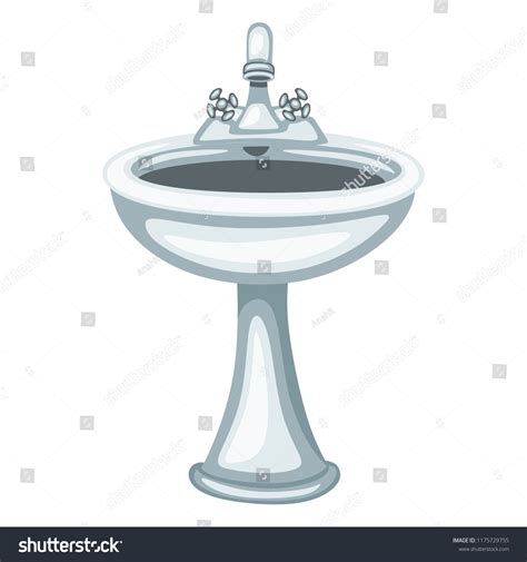 Bathroom Related Objects Cartoon Illustration Sink Stock Vector