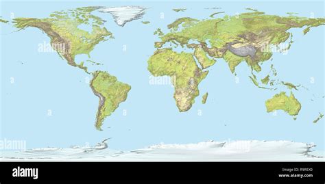 Mapa Topográfico Del Mundo Con Fronteras 3d Render Fotografía De Stock