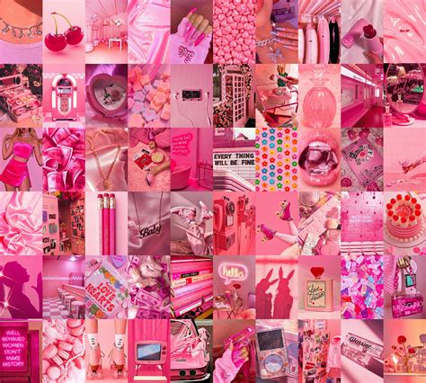 Aesthetic Wall Collage Kit Digital Vsco Y2k Pink Etsy