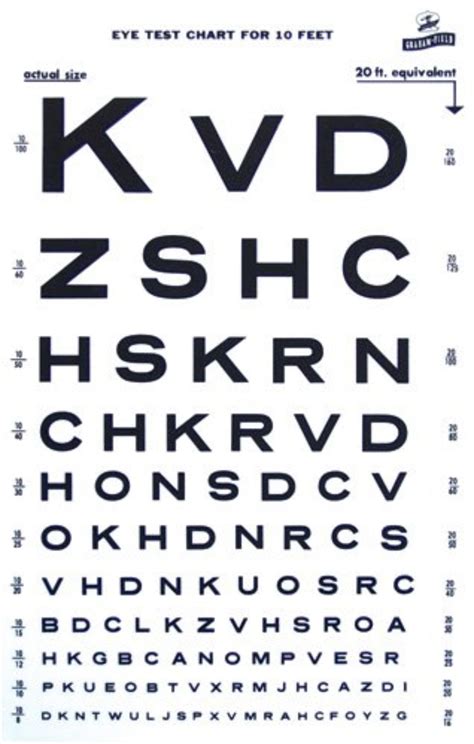 Snellen Type Plastic Eye Chart 10 Can Be Used With