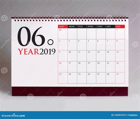 Simple Desk Calendar 2019 June Stock Image Image Of Calendar Table