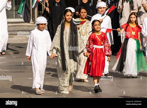 Dubai Uae November 28 2022 Children In Traditional Clothes Wave