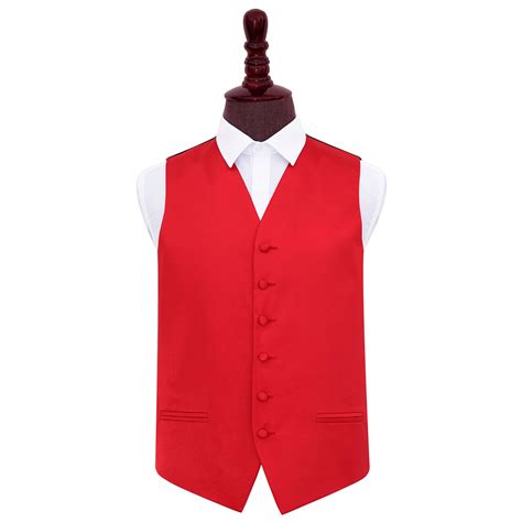 Mens Plain Red Satin Wedding Waistcoat