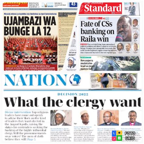 June 26th Sunday Nation The Sunday Standard Taifa Leo Newspapers