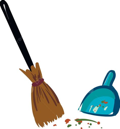 Vector Or Color Illustration Of A Blue Dustpan And Broom Vector Sweep