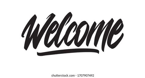 Welcome Text Lettering Sign Calligraphy Banner Stock Vector Royalty