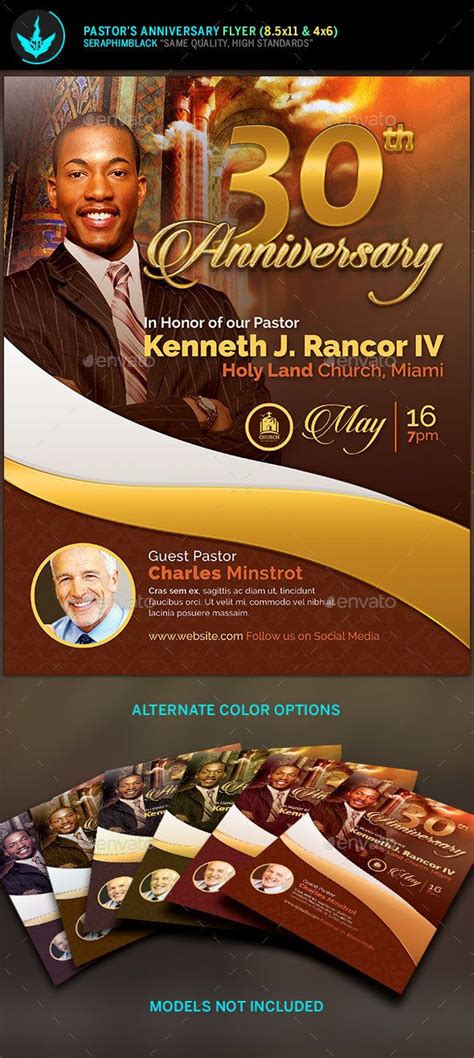 Gold Pastors Anniversary Church Flyer Template Pastor Anniversary