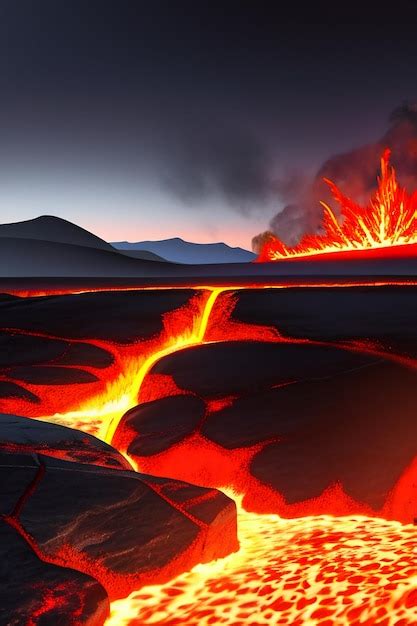 Vulcão Lava Dourado Magma Fluxo Natureza Paisagem Papel De Parede Fundo