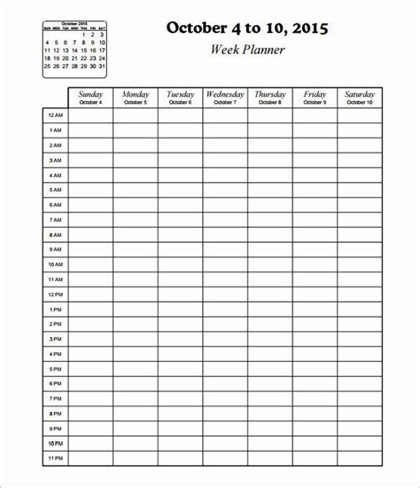 20 Weekly Hourly Planner Template Excel