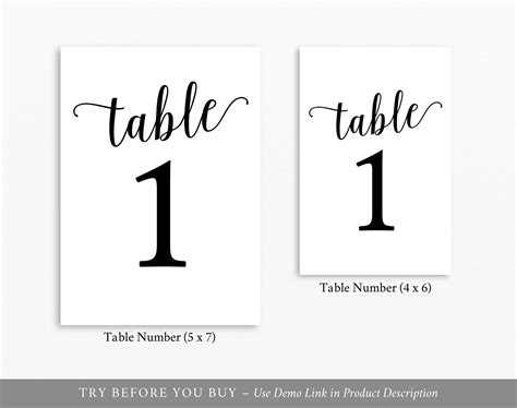 Table Number Template Free