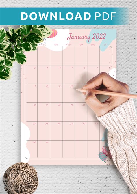 Download Printable Blank Monthly Calendar Pdf Personal Planner Free