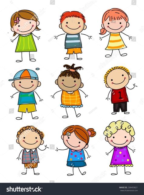 Group Sketch Kids Stock Vector Royalty Free 238493821 Dibujo De