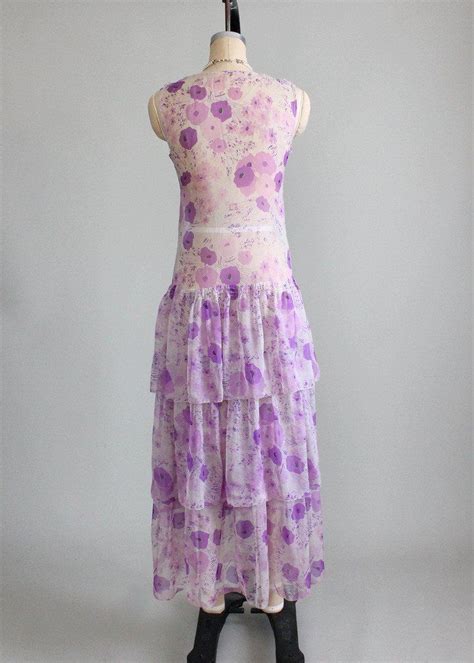 Vintage 1920s Purple Pansies Chiffon Lawn Dress With Images Dresses