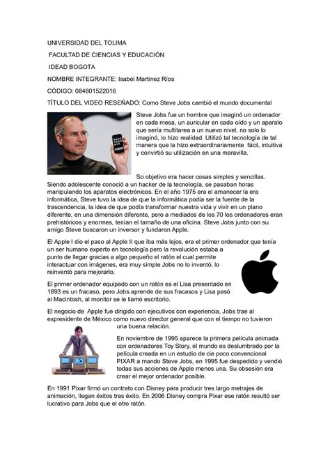 Las Creaciones De Steve Jobs Infografia Apple Steve J