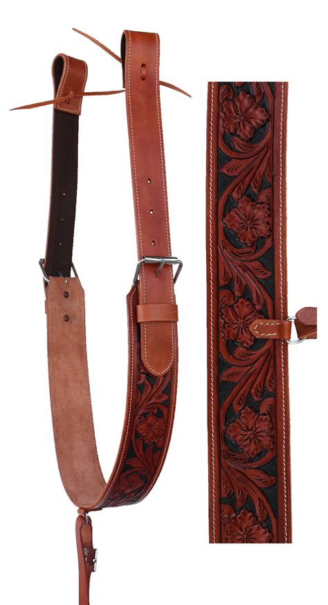 Horse Western Carved Leather Rear Flank Back Cinch Girth Saddle Billets