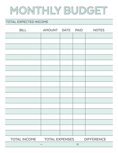 Online Monthly Budget Spreadsheet Throughout Printable Monthly Budget