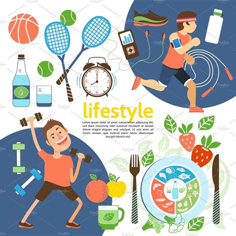 Flat Healthy Lifestyle Poster Healthy Lifestyle Nutrition Poster