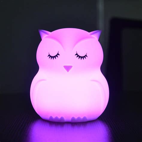 Creative Owl Led Night Light Colorful Silicone Bedside Night Lamp For
