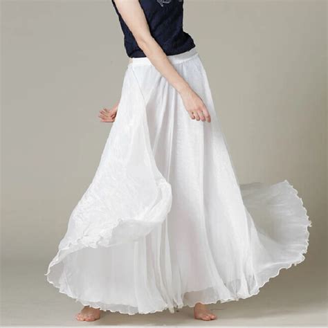 Buy White Long Chiffon Maxi Skirt Ladies Silk Chiffon