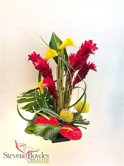 Modern Tropical Flower Arrangement Designed By Steven Bowles Creative Floral And Event Designs