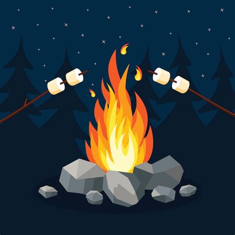 Premium Vector Cartoon Fire Flames Bonfire Campfire On Background