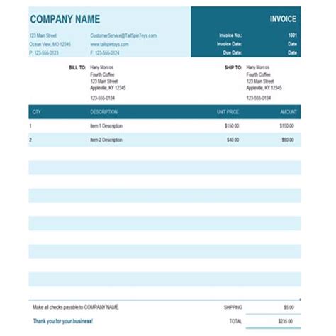 22 Practical Small Business Invoice Templates Besty Templates