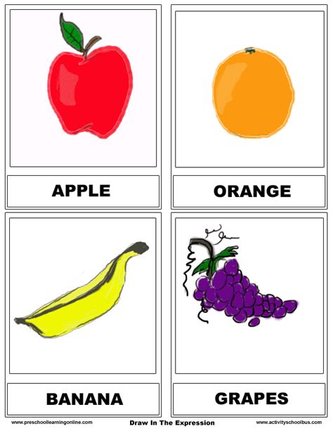 Food Flashcards And Fruit Cards For Kids Preschool