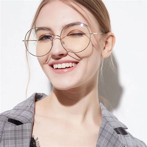 Women Metal Sunglass Eyewear Accessories Oversized Frames Round Frame Clear Lens Womens Glasses