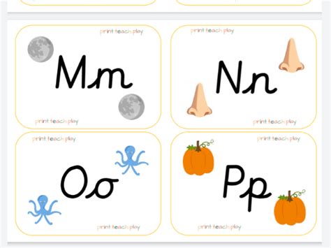 Alphabet Flash Cards Unjoined Cursive Regular Teaching Resources