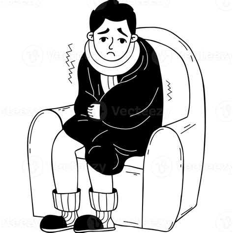 Frozen Sick Man Wrapped In Blanket In Chair 16474783 Png
