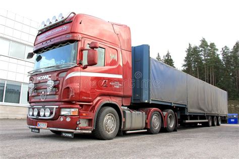 Red Scania Truck And Trailer Editorial Stock Image Image Of Delivery
