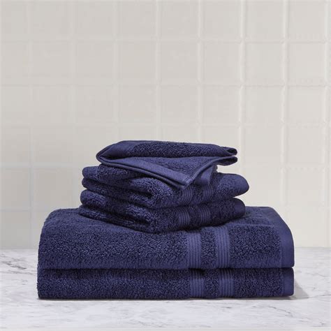 Jhua coral velvet bath towel set, blue striped bath towels for bathroom women me. Mainstays Performance Solid 6-Piece Bath Towel Set - Navy ...