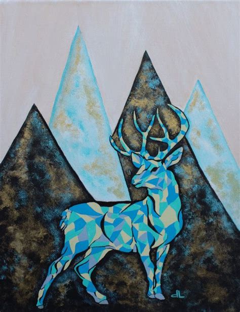 Reserve Carolynn Abstract Deer Original Painting 11x14 Acrylic Animal
