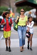 Heidi Klum looks lovely in a lemon top and jeans in NYC with children ...