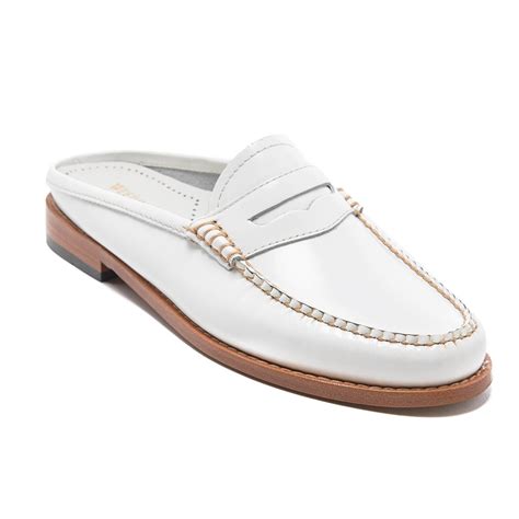 Ghbass Womens Penny Slide Leather Loafers In White Lyst