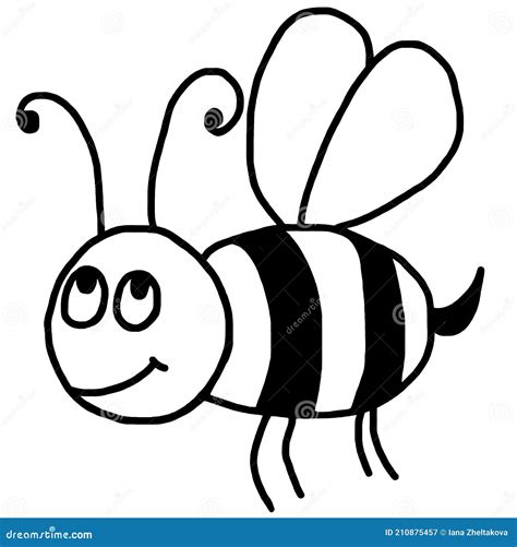 Bee Bumblebee A Black And White Cartoon Graphic Drawing Of A Bee Or