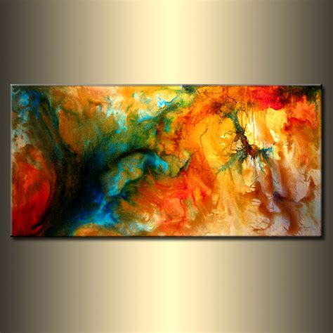 Original Abstract Painting Contemporary Modern Fine Art By Henry Parsinia Large 48x24 50404