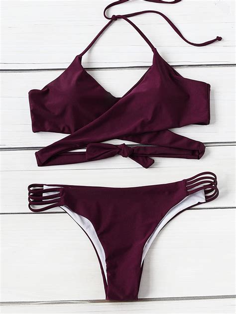 Ensemble de bikini à encolure élastique French SheIn Sheinside Bikini