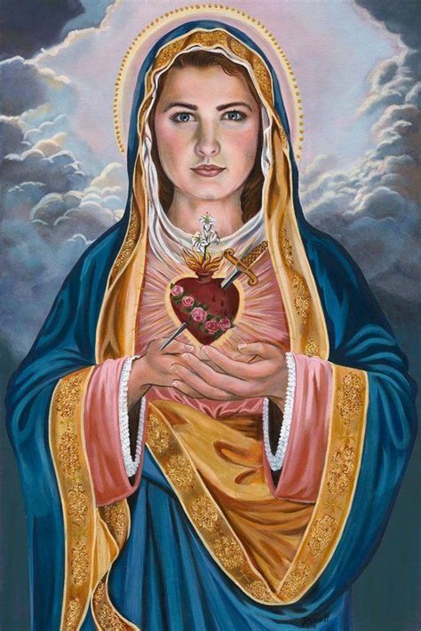 Immaculate And Sorrowful Heart Of Mary Print On Canvas Archival Inks