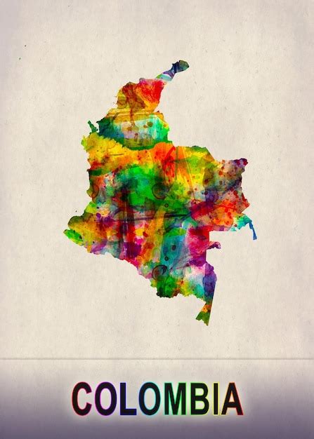 Premium Photo Colombia Map In Watercolor