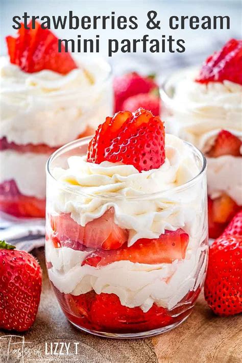 Strawberries And Cream Mini Parfaits Parfait Desserts Strawberry Fruit