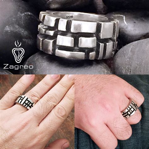 Mens Unique Sterling Silver Ring Masculine Ring Solid