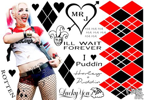 Suicide Squad Harley Quinn Temporary Tattoo By Otaku Ink Etsy