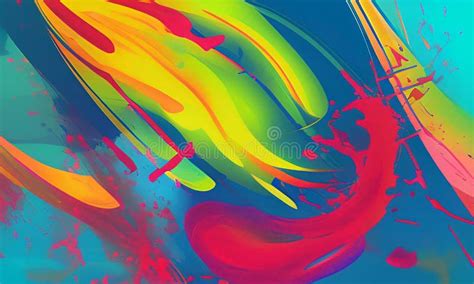 Abstract Rainbow Color Splashes Blue Yellow Green Background Stock