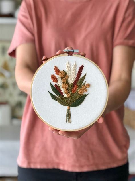 Autumn Bouquet Embroidery Pattern Pdf Fall Flowers Cross Etsy Crewel