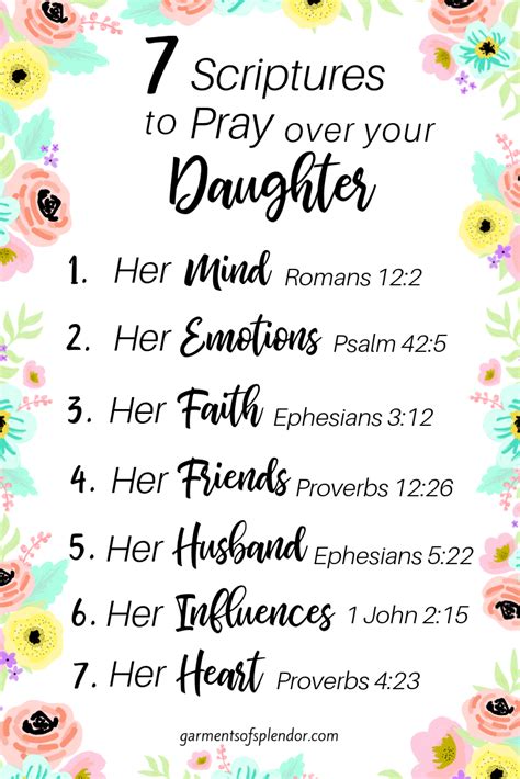 Seven Scriptures To Pray Over Your Daughter Pin