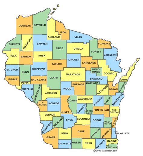 Wisconsin County Map Printable Wisconsin State Map